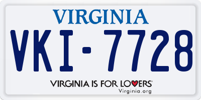 VA license plate VKI7728