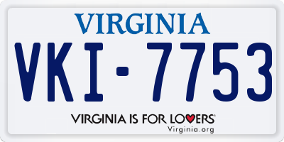 VA license plate VKI7753