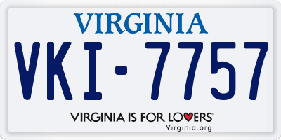 VA license plate VKI7757
