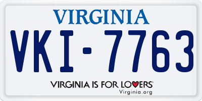 VA license plate VKI7763