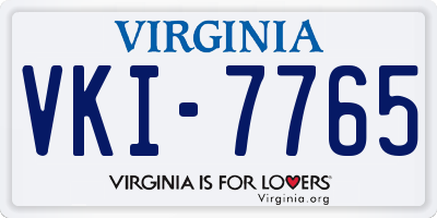 VA license plate VKI7765
