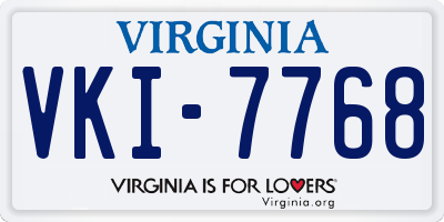 VA license plate VKI7768