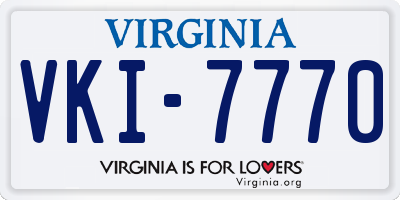 VA license plate VKI7770