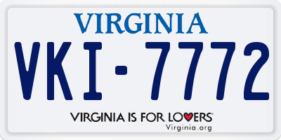 VA license plate VKI7772