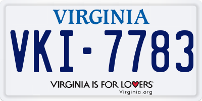 VA license plate VKI7783
