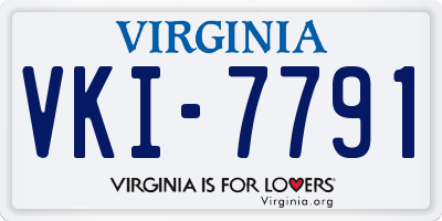 VA license plate VKI7791