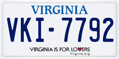 VA license plate VKI7792