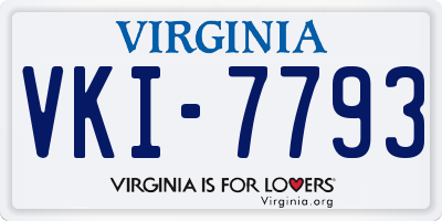 VA license plate VKI7793