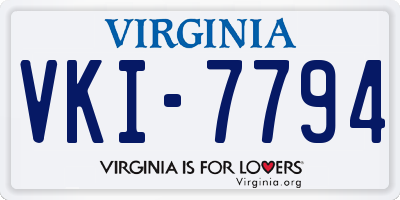 VA license plate VKI7794