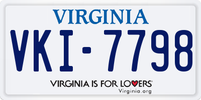 VA license plate VKI7798