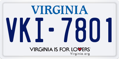 VA license plate VKI7801