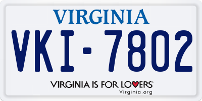 VA license plate VKI7802