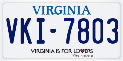 VA license plate VKI7803