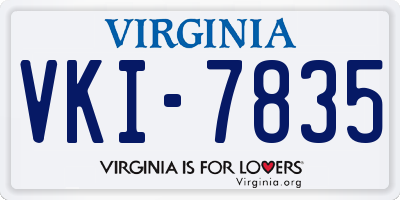 VA license plate VKI7835