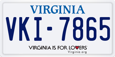 VA license plate VKI7865