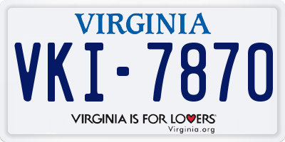 VA license plate VKI7870