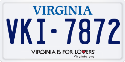 VA license plate VKI7872