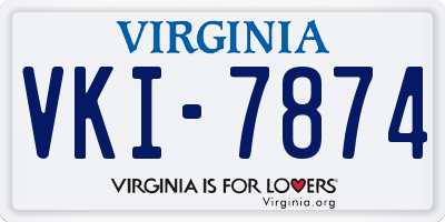 VA license plate VKI7874
