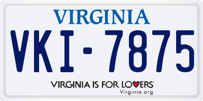 VA license plate VKI7875