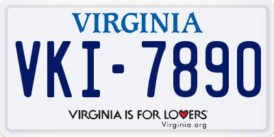 VA license plate VKI7890