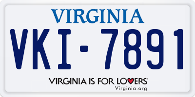 VA license plate VKI7891