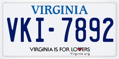 VA license plate VKI7892