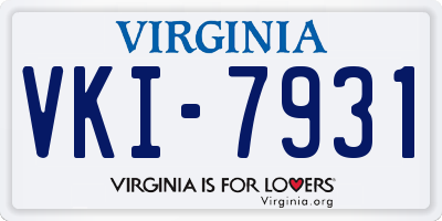 VA license plate VKI7931