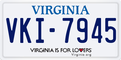 VA license plate VKI7945