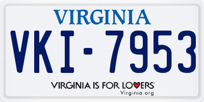VA license plate VKI7953