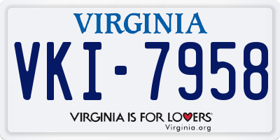VA license plate VKI7958