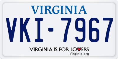 VA license plate VKI7967