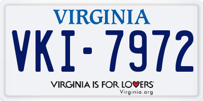 VA license plate VKI7972