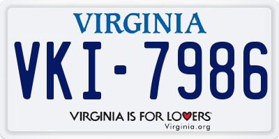 VA license plate VKI7986