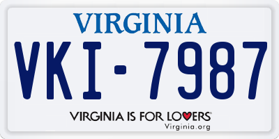 VA license plate VKI7987