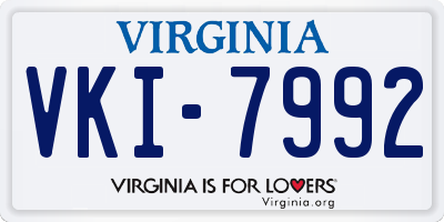 VA license plate VKI7992