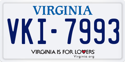 VA license plate VKI7993