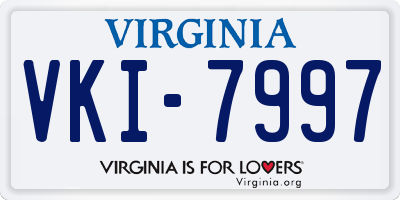 VA license plate VKI7997