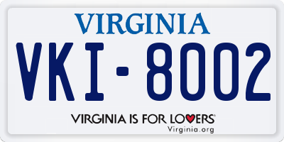 VA license plate VKI8002