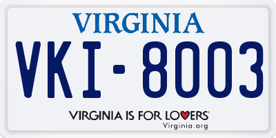 VA license plate VKI8003