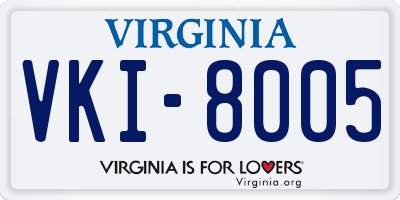 VA license plate VKI8005