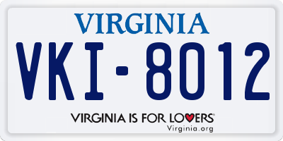 VA license plate VKI8012