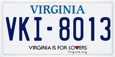 VA license plate VKI8013