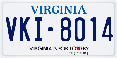 VA license plate VKI8014