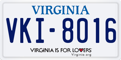 VA license plate VKI8016