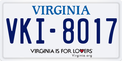 VA license plate VKI8017