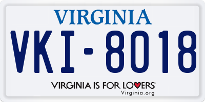 VA license plate VKI8018