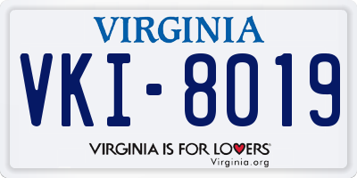 VA license plate VKI8019