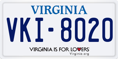 VA license plate VKI8020