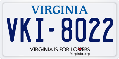 VA license plate VKI8022