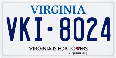 VA license plate VKI8024